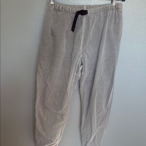 Men's Light Gray Corduroy Elastic-Waist Pants